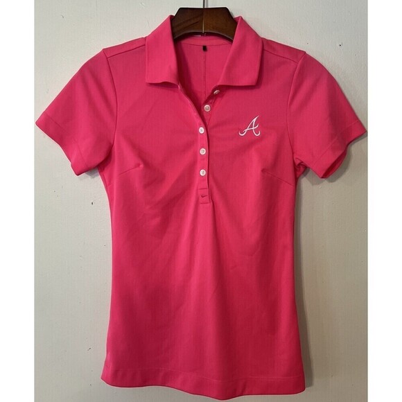 Nike Golf Tour Performance Atlanta Braves women's short‎ sleeve Dri-Fit pink XS - Picture 1 of 6